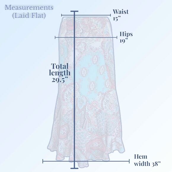 Y2K Teal Green Paisley Boho Skirt Asym Hem Rayon Elastic Waist Size M - Picture 8 of 8